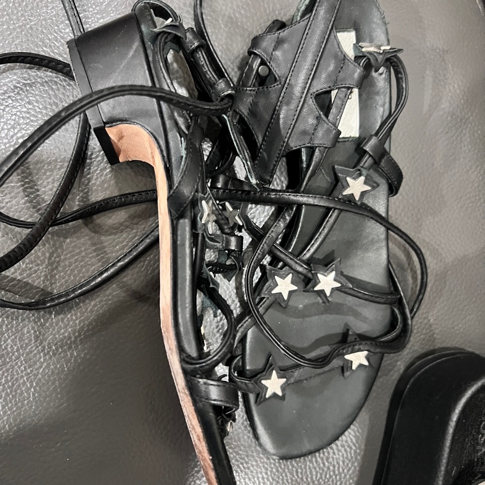 Black Sandals with Star Accents
